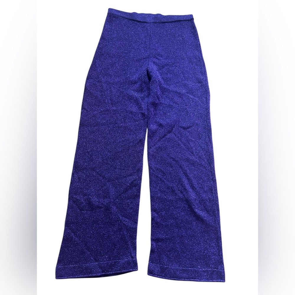 RARE vintage Salvatore Ferragamo stretchy purple sparkle wide leg pants